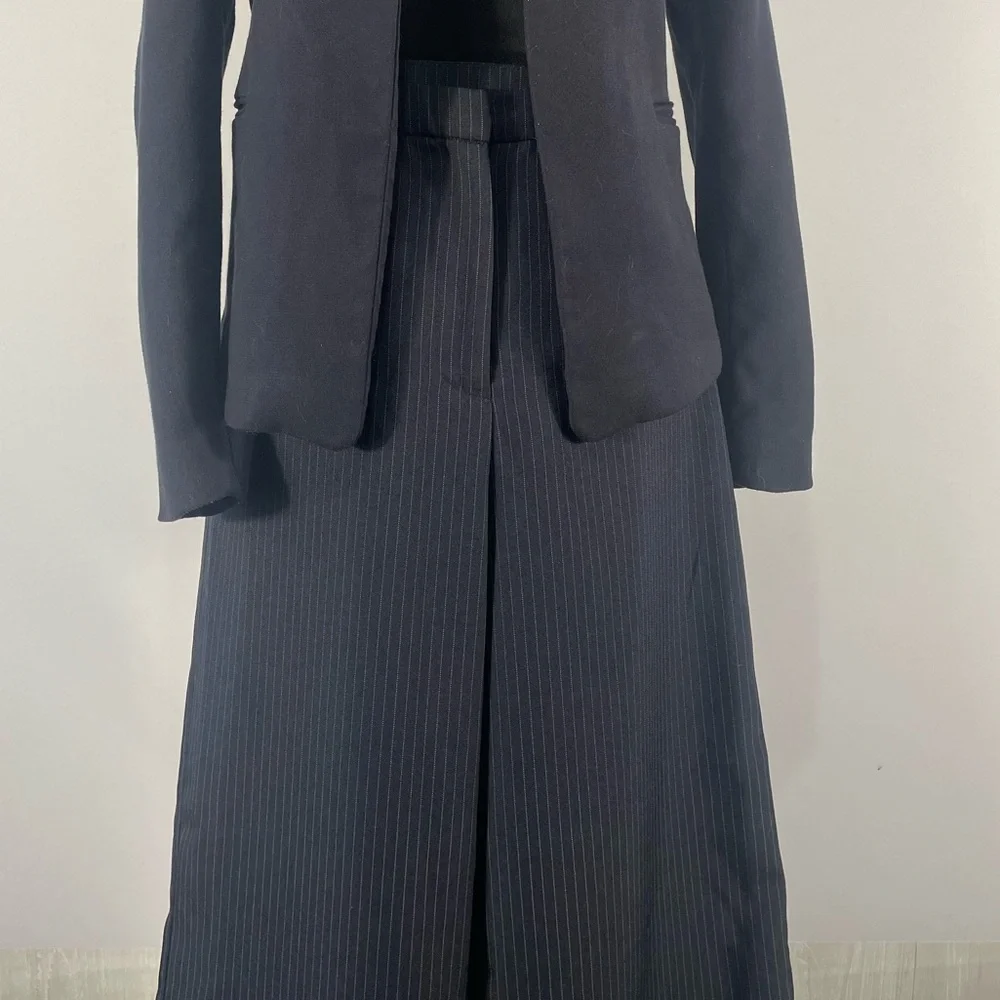 Women’s Navy white pinned striped Wide legged, Pants, Trousers Size Medium - Picture 8 of 9